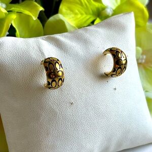 Coach Elegant Gold and Black Hoop Earrings